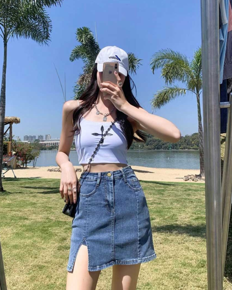 A-Line Edge 데님 스커트