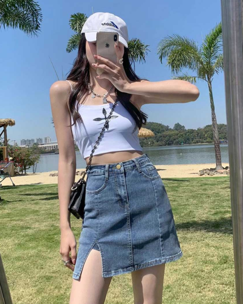 A-Line Edge 데님 스커트