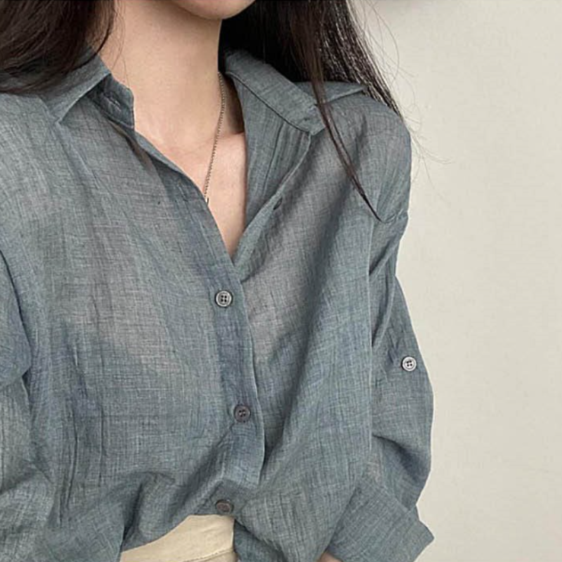 크롭 시스루 셔츠