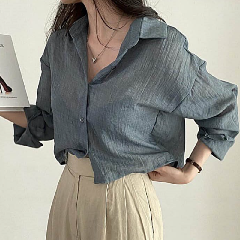 크롭 시스루 셔츠