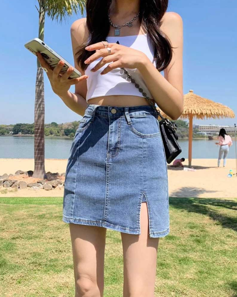 A-Line Edge 데님 스커트