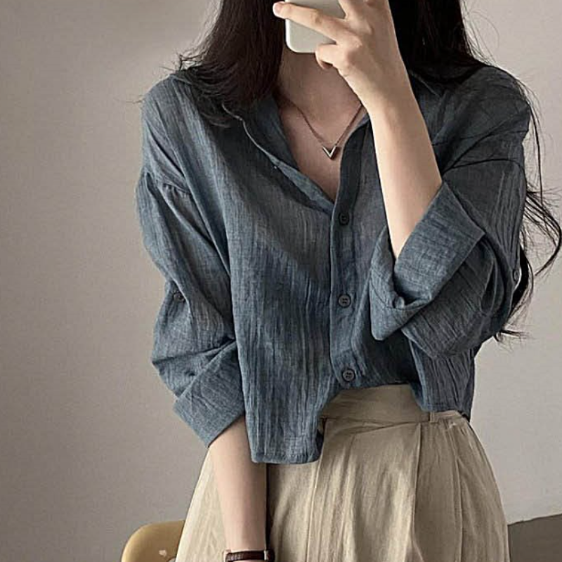 크롭 시스루 셔츠