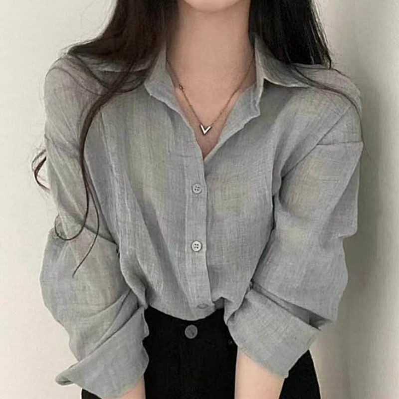 크롭 시스루 셔츠