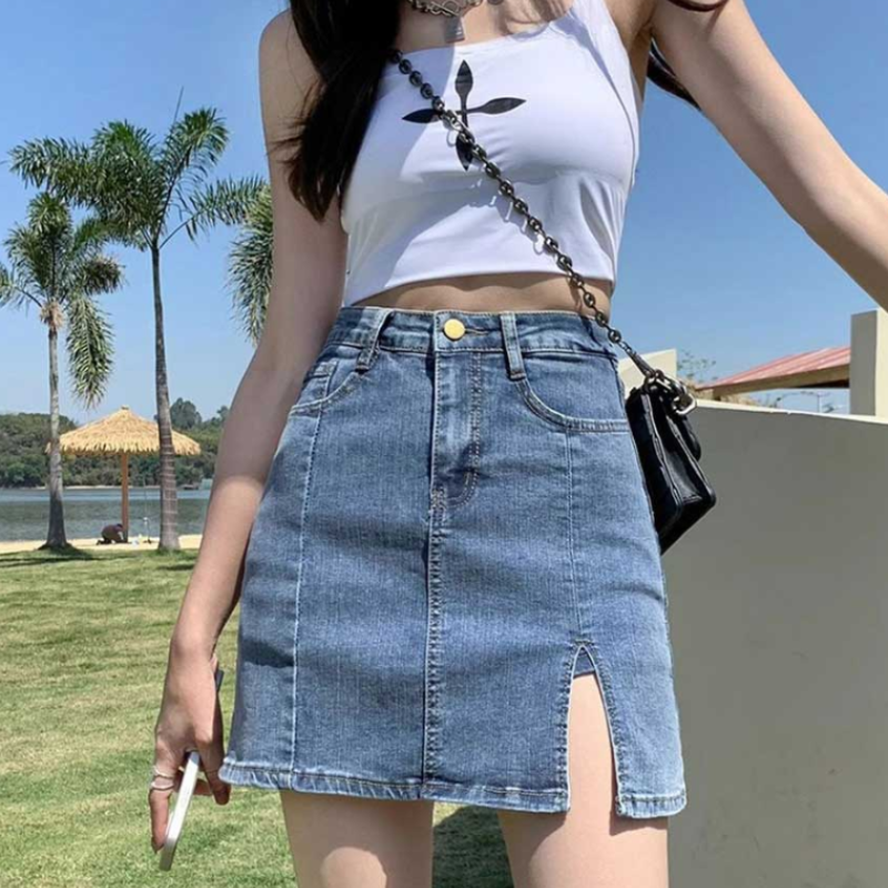 A-Line Edge 데님 스커트