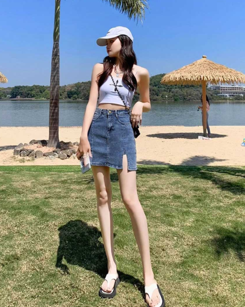 A-Line Edge 데님 스커트